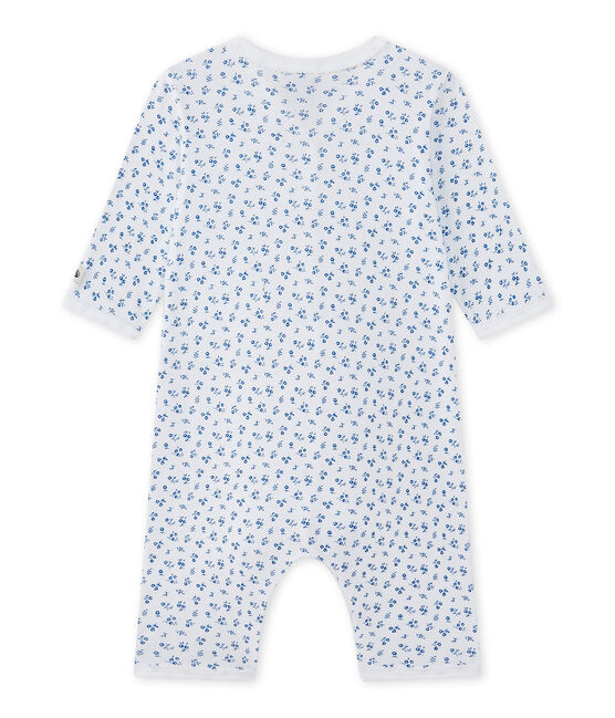 Pijama sin pies para bebé niña blanco ECUME/azul BLEU