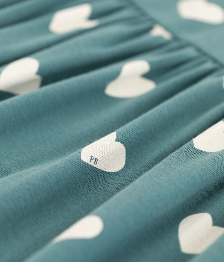 Vestido de manga corta de algod&oacute;n org&aacute;nico de ni&ntilde;a verde/crudo