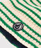 Gorro infantil de punto tricotado con forro polar a rayas verde AVALANCHE/ JARDIN
