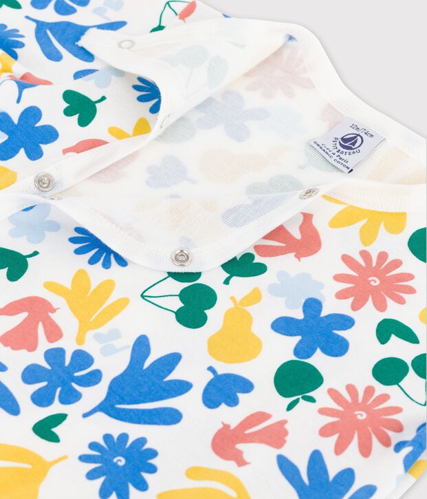 Pelele con flores de algod&oacute;n de beb&eacute; blanco/multicolor