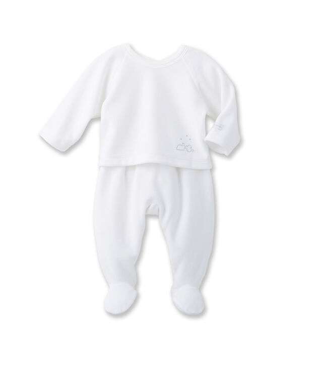 Unisex baby top and trouser set blanco/gris