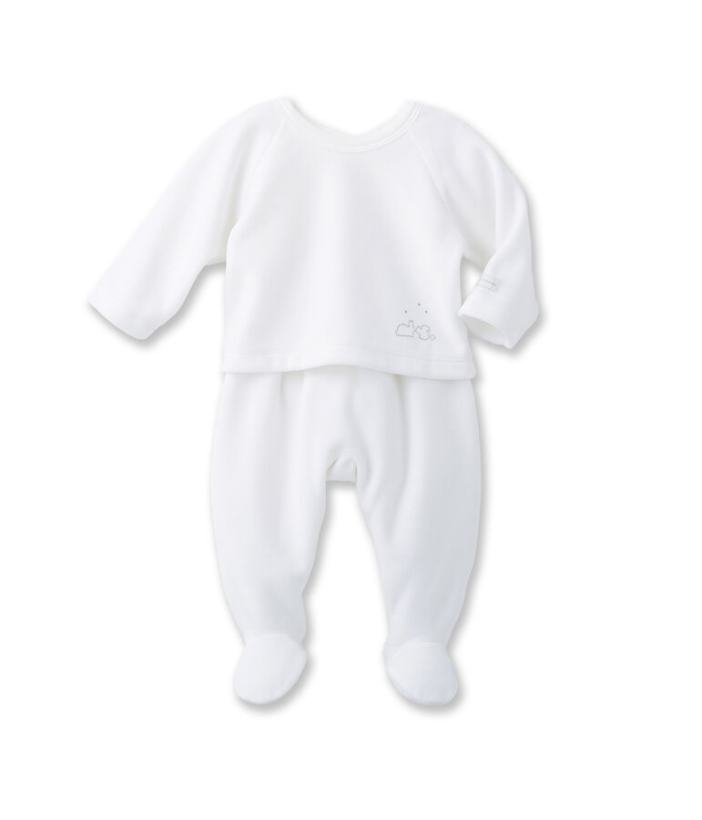 Unisex baby top and trouser set blanco/gris