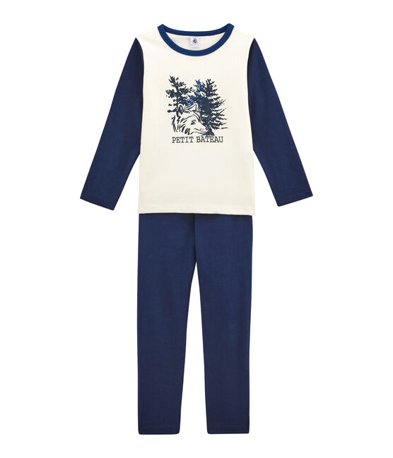 Pijama para niño azul MEDIEVAL/blanco MARSHMALLOW