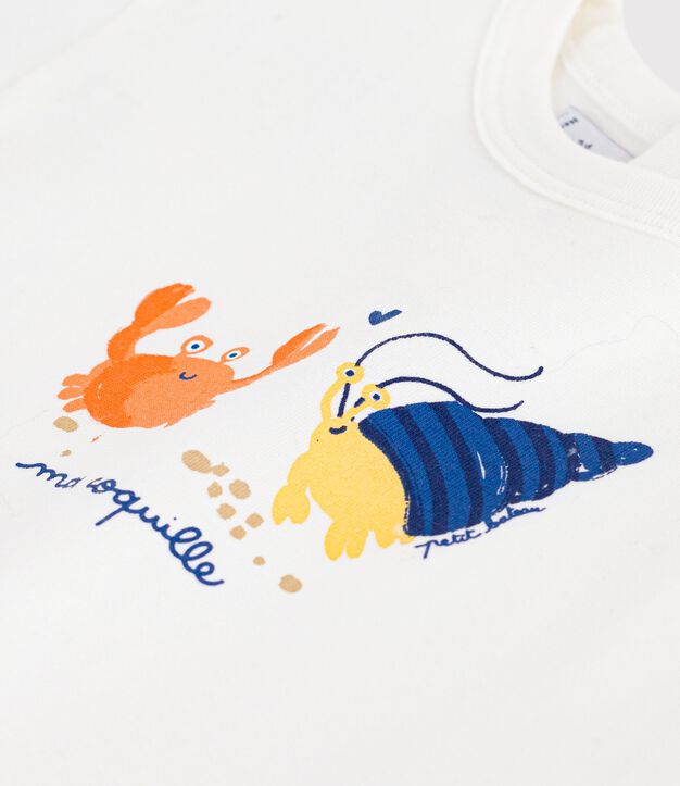 Camiseta de algod&oacute;n de manga corta con motivo de gaviota para beb&eacute; blanco
