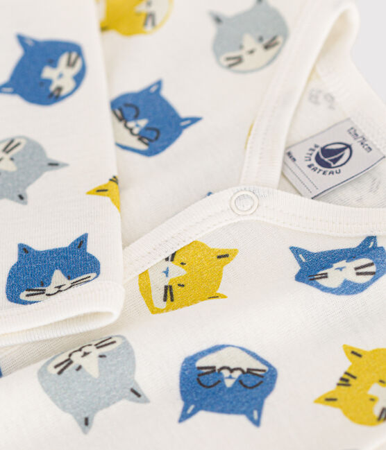 Pijama sin pies de algodón para bebé blanco MARSHMALLOW/blanco MULTICO