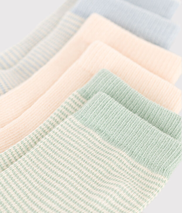 3 pares de calcetines de algod&oacute;n milrayas para beb&eacute; multicolor