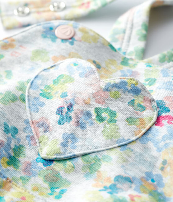 Peto de felpa para bebé niña. gris POUSSIERE/blanco MULTICO
