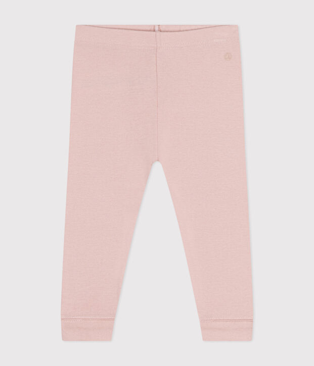 Leggings lisos de algod&oacute;n para beb&eacute; rosa