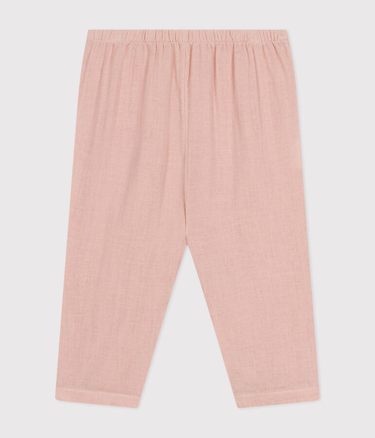 Pantal&oacute;n de gasa de algod&oacute;n para beb&eacute; rosa