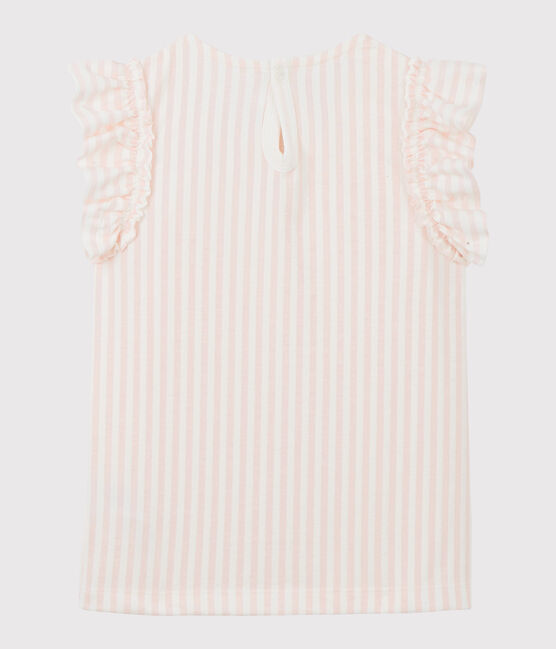 Camiseta de manga corta de punto de niña rosa MINOIS/blanco MARSHMALLOW