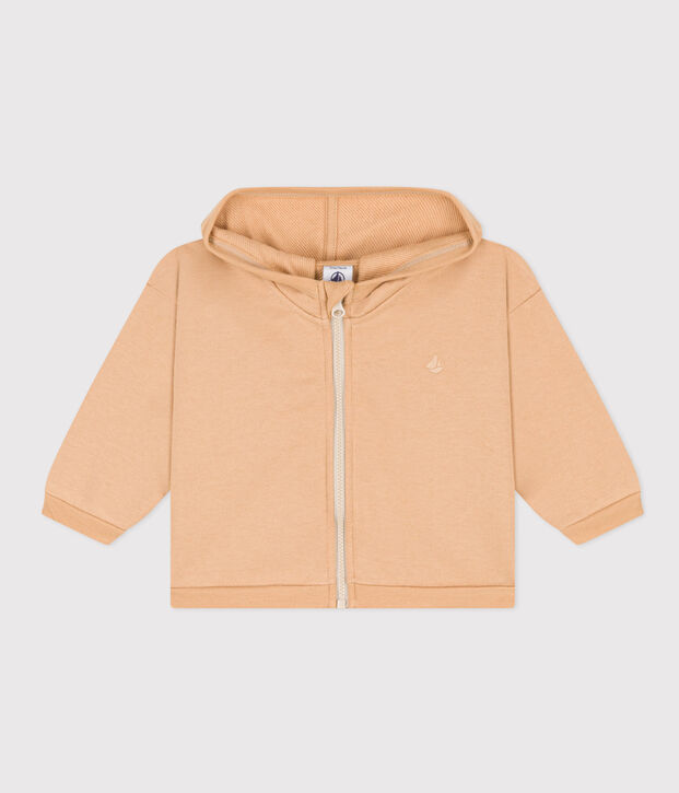 Sudadera con capucha de mulet&oacute;n para beb&eacute; beige