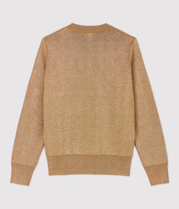 Jersey marinero de algod&oacute;n dorado de mujer marron/amarillo
