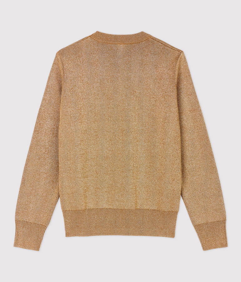 Jersey marinero de algod&oacute;n dorado de mujer marron/amarillo