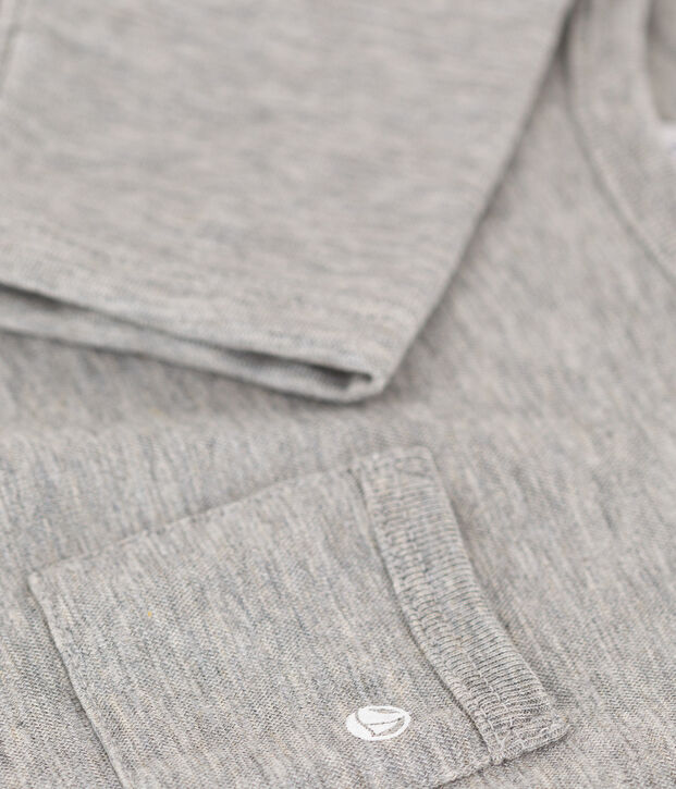 Camiseta de manga larga de punto flameado para beb&eacute; gris