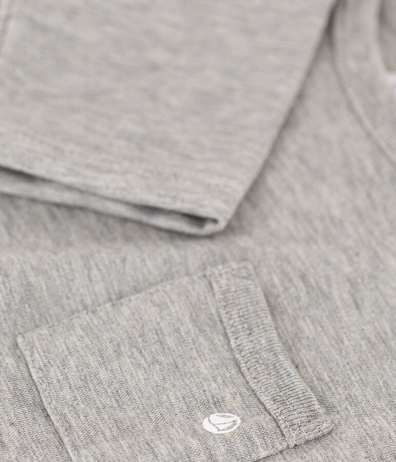 Camiseta de manga larga de punto flameado para beb&eacute; gris CHATON CHINE