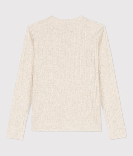 Camiseta con cuello tunecino para mujer beige MONTELIMAR CHINE