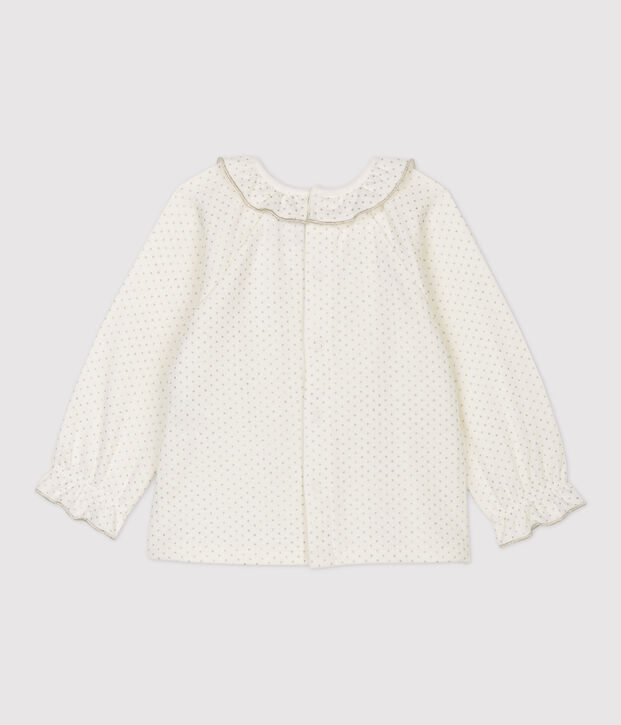 Blusa de algod&oacute;n de beb&eacute;. blanco/gris