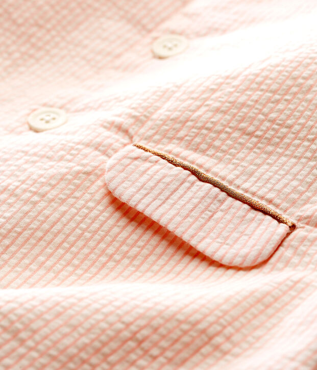 Abrigo de rayas para beb&eacute; ni&ntilde;a blanco/rosa