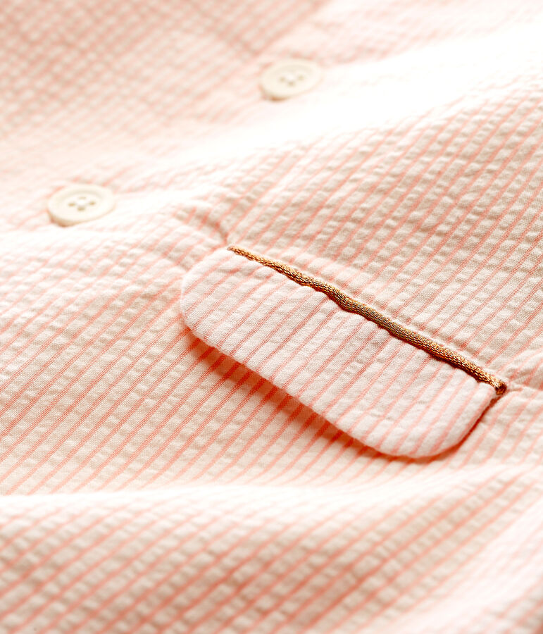 Abrigo de rayas para beb&eacute; ni&ntilde;a blanco/rosa