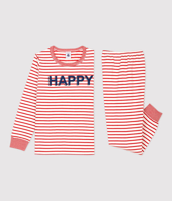 Pijama marinero rojo de niña/niño de muletón blanco MARSHMALLOW/rojo TERKUIT