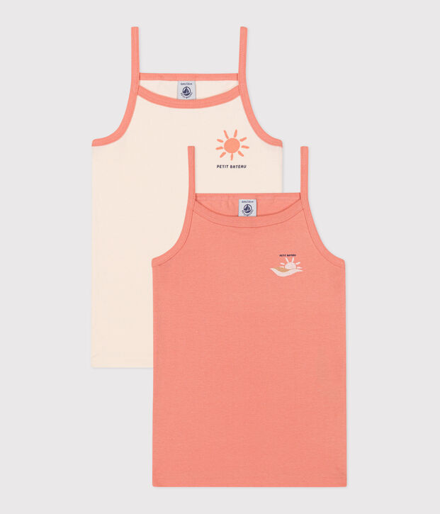 Juego de 2 camisetas de tirantes infantiles de algod&oacute;n multicolor