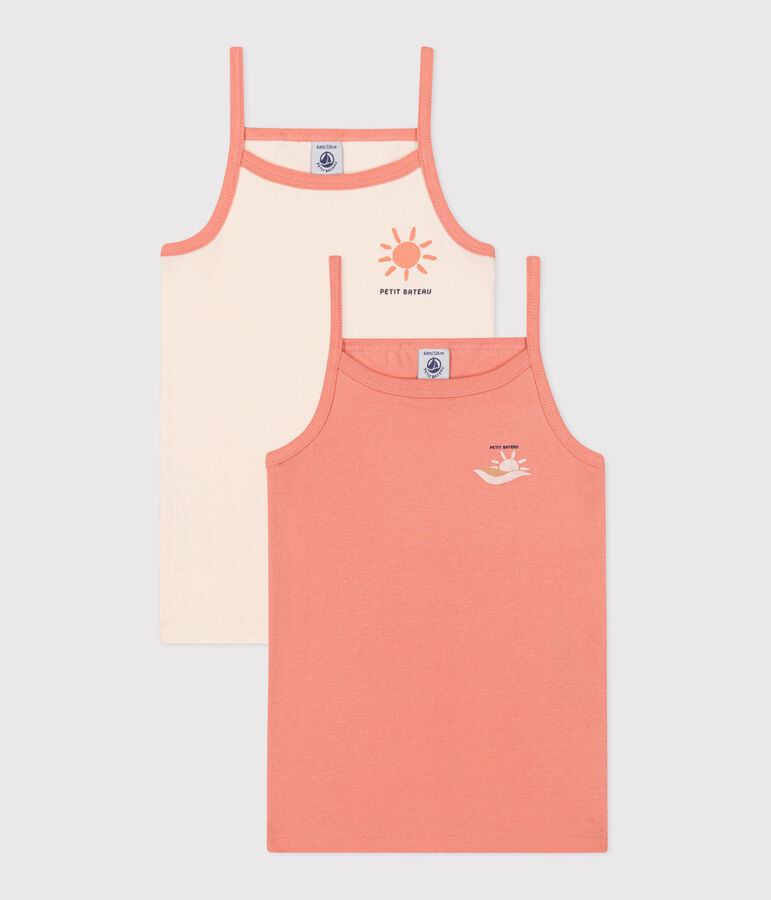 Juego de 2 camisetas de tirantes infantiles de algod&oacute;n multicolor