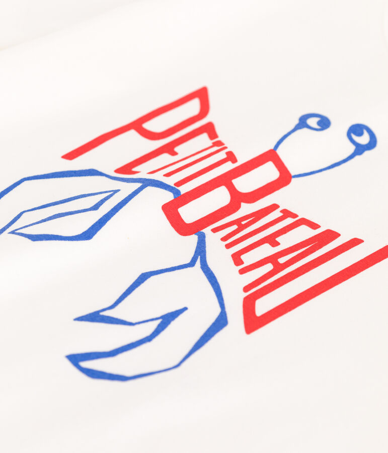 Camiseta infantil de manga corta de algod&oacute;n con estampado blanco MARSHMALLOW