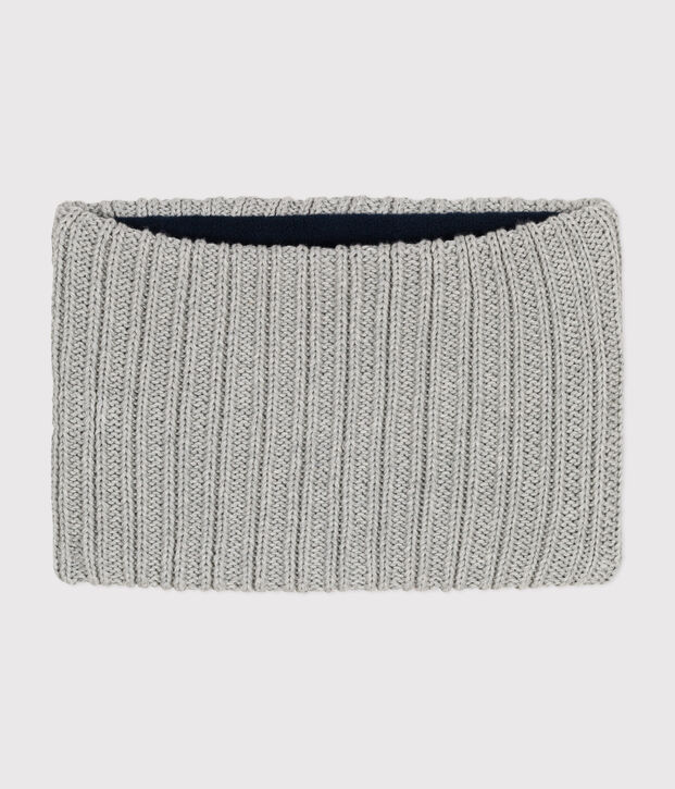 Cuello infantil de punto tricotado con forro polar gris