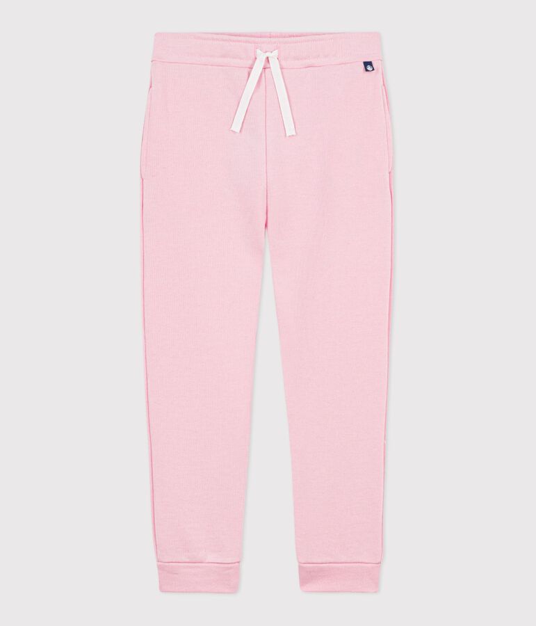 Pantal&oacute;n infantil de jogging liso de algod&oacute;n rosa