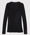 Camiseta de canalé ligero de mujer negro NOIR