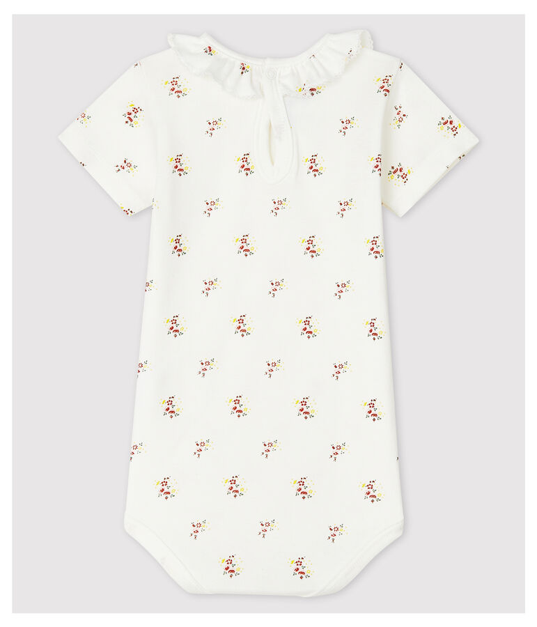 Bodi de manga corta con gorguera de beb&eacute; blanco/multicolor