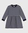 Vestido infantil de manga larga de algodón azul SMOKING/blanco MARSHMALLOW