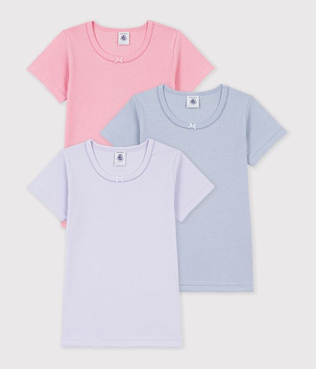 Juego de camisetas infantiles lisas de algod&oacute;n de manga corta multicolor