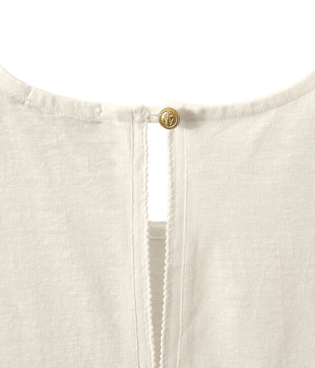 Camiseta sin mangas de lino para mujer blanco