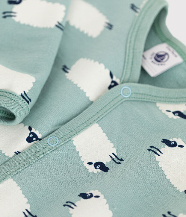 Pijama de felpa cepillada con estampado de bosque para beb&eacute; verde/multicolor