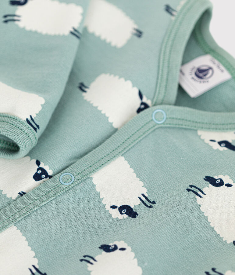 Pijama de felpa cepillada con estampado de bosque para beb&eacute; verde/multicolor