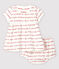 Vestido de manga corta con braguitas bloomer de bebé niña en jacquard de algodón ecológico blanco MARSHMALLOW/rojo TERKUIT