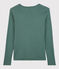 Camiseta de cuello de pico emblemática de algodón de mujer verde VALLEE