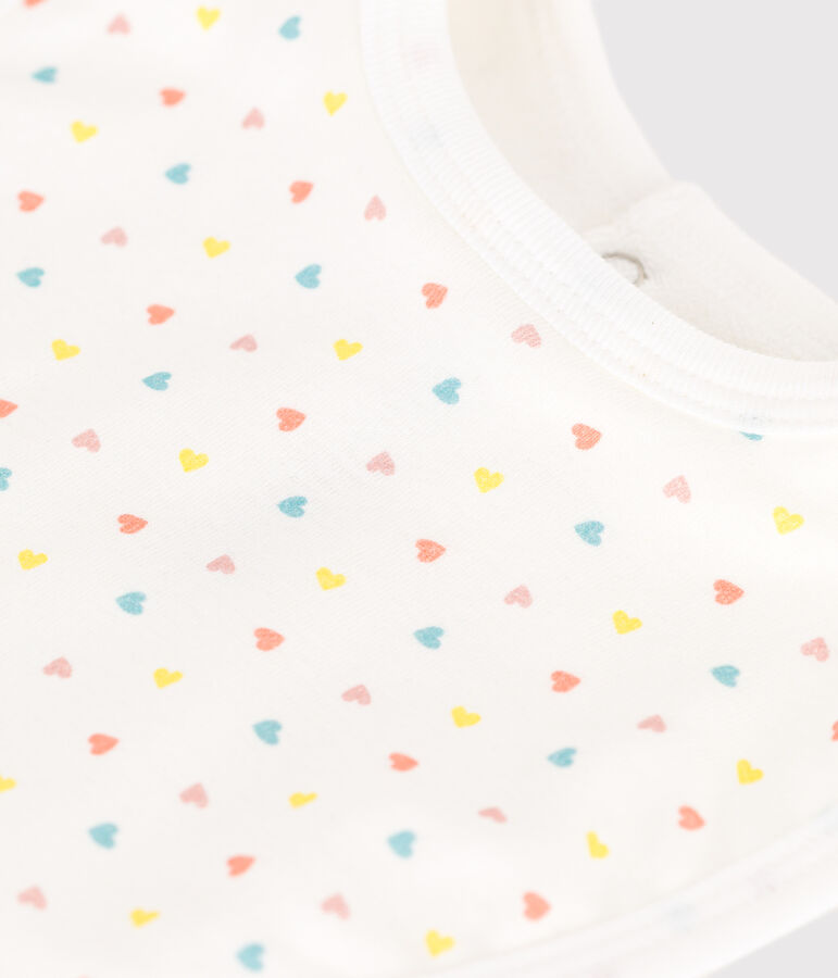 Babero de algod&oacute;n estampado para reci&eacute;n nacido blanco/azul