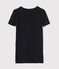 Camiseta de cuello de pico emblemática de algodón de mujer azul SMOKING