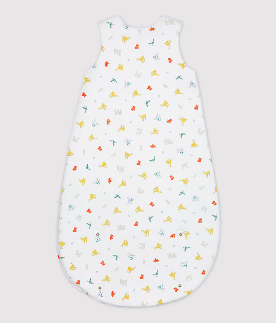Saco de bebé con estampado de animales coloridos de algodón orgánico blanco MARSHMALLOW/blanco MULTICO
