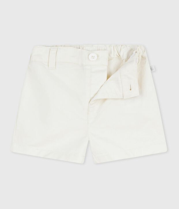 Shorts lisos de algod&oacute;n para beb&eacute; blanco