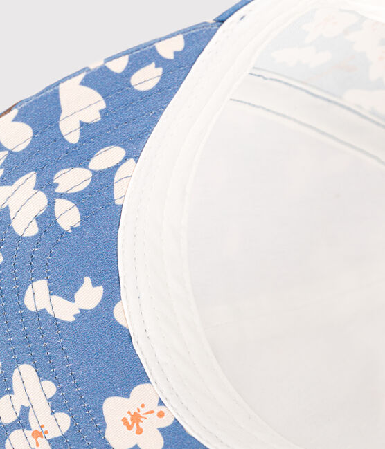 Gorra de popelina de flores para niña azul BEACH/ MULTICO