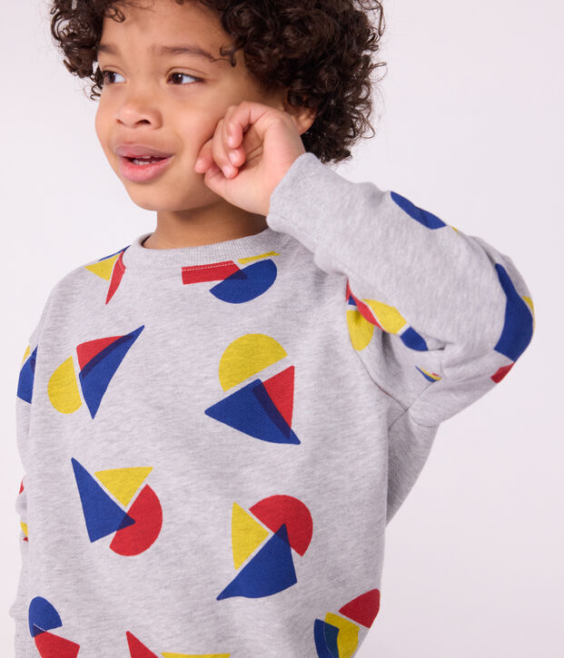 Sudadera infantil de algod&oacute;n con estampado gris/multicolor