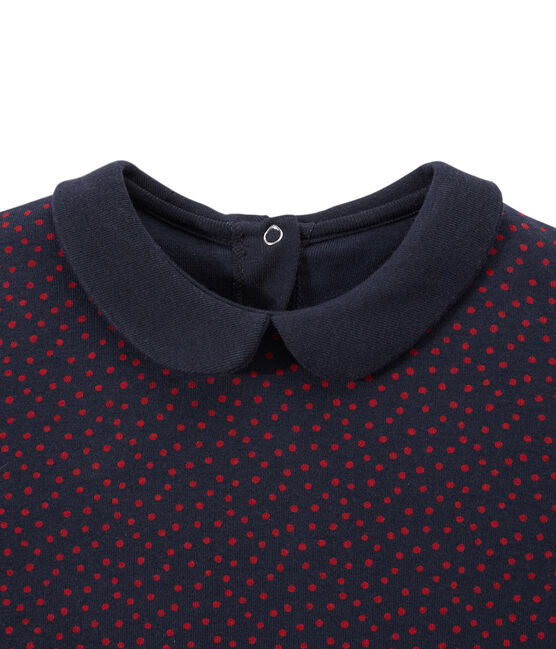 Camiseta con cuello claudine para niña azul SMOKING/rojo TERKUIT