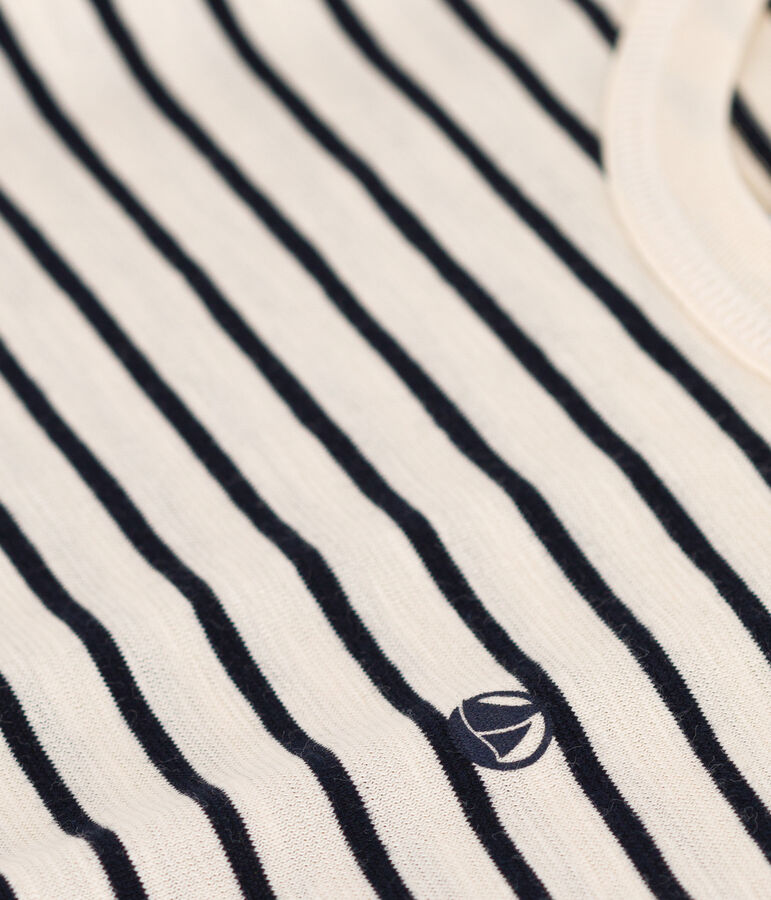 Camiseta a rayas de jersey flameado para ni&ntilde;o crudo/azul