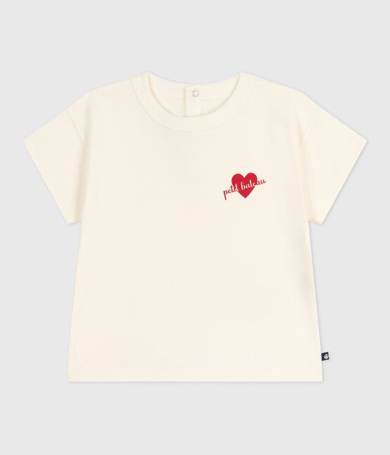 Camiseta de algodón de manga larga con estampado de corazón para bebé crudo MILK