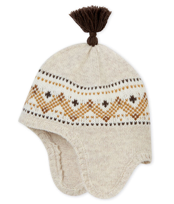 Gorrito en punto Jacquard para bebé niño beige CREAMY CHINE