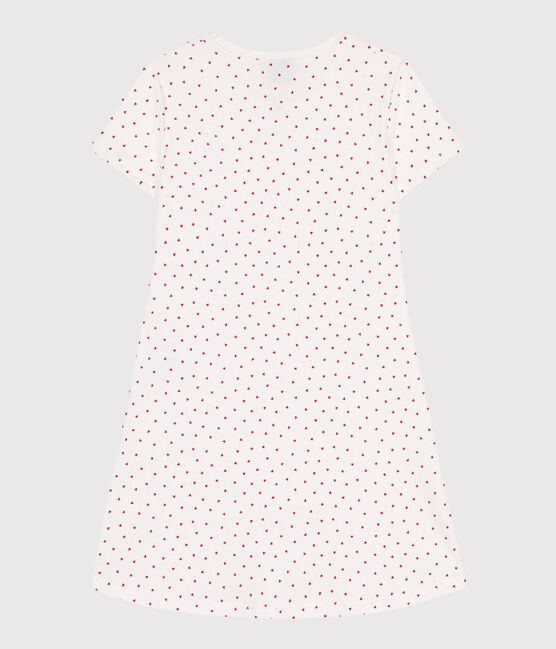 Camisón infantil de algodón de manga corta con corazones blanco MARSHMALLOW/rojo TERKUIT