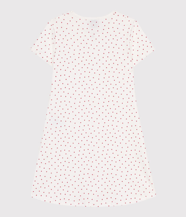 Camis&oacute;n infantil de algod&oacute;n de manga corta con corazones blanco/rojo